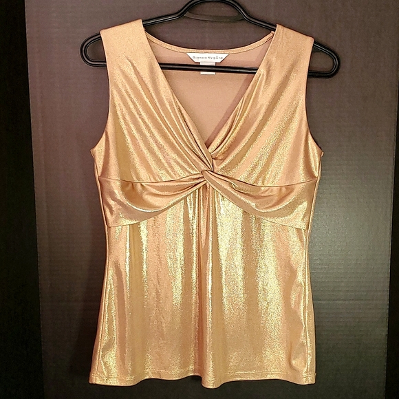 Bianca Nygard Gold Metallic Twist Tank - Size 8 - Picture 2 of 10